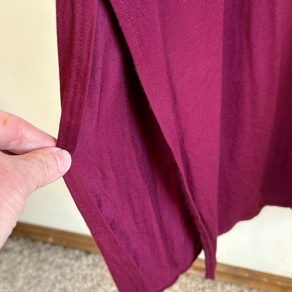 Apt. 9 Wine/Burgundy V-Neck Ruffle Sleeveless Maxi Dress with Side Slit Sz L - Picture 8 of 13